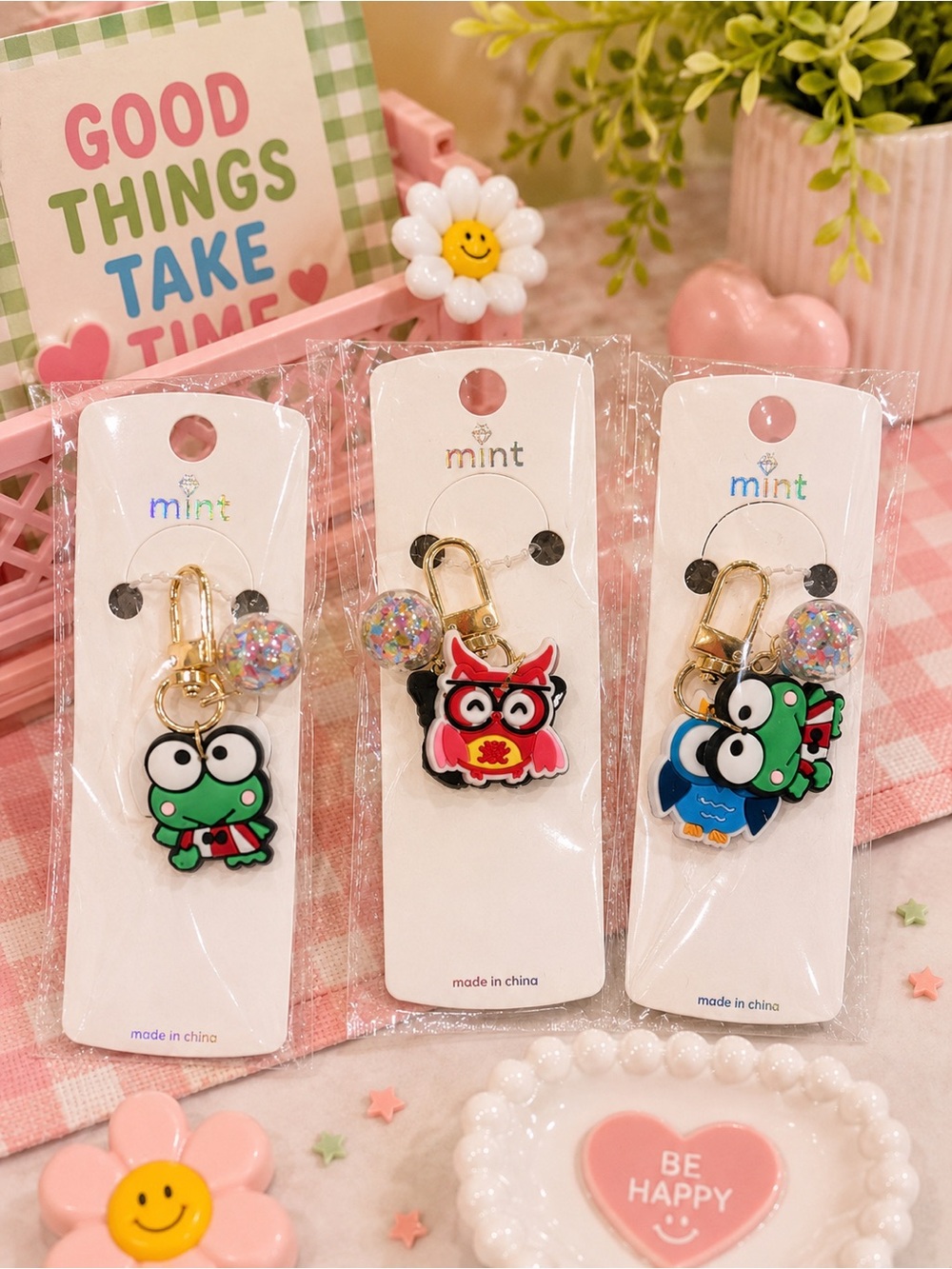 Mint Kids Cartoon Keychain/bag charms Set of 3